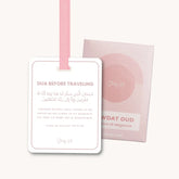 Roze-themed dua kaart en geurkaart van het product Dua Autogeurtjes - Sticky me